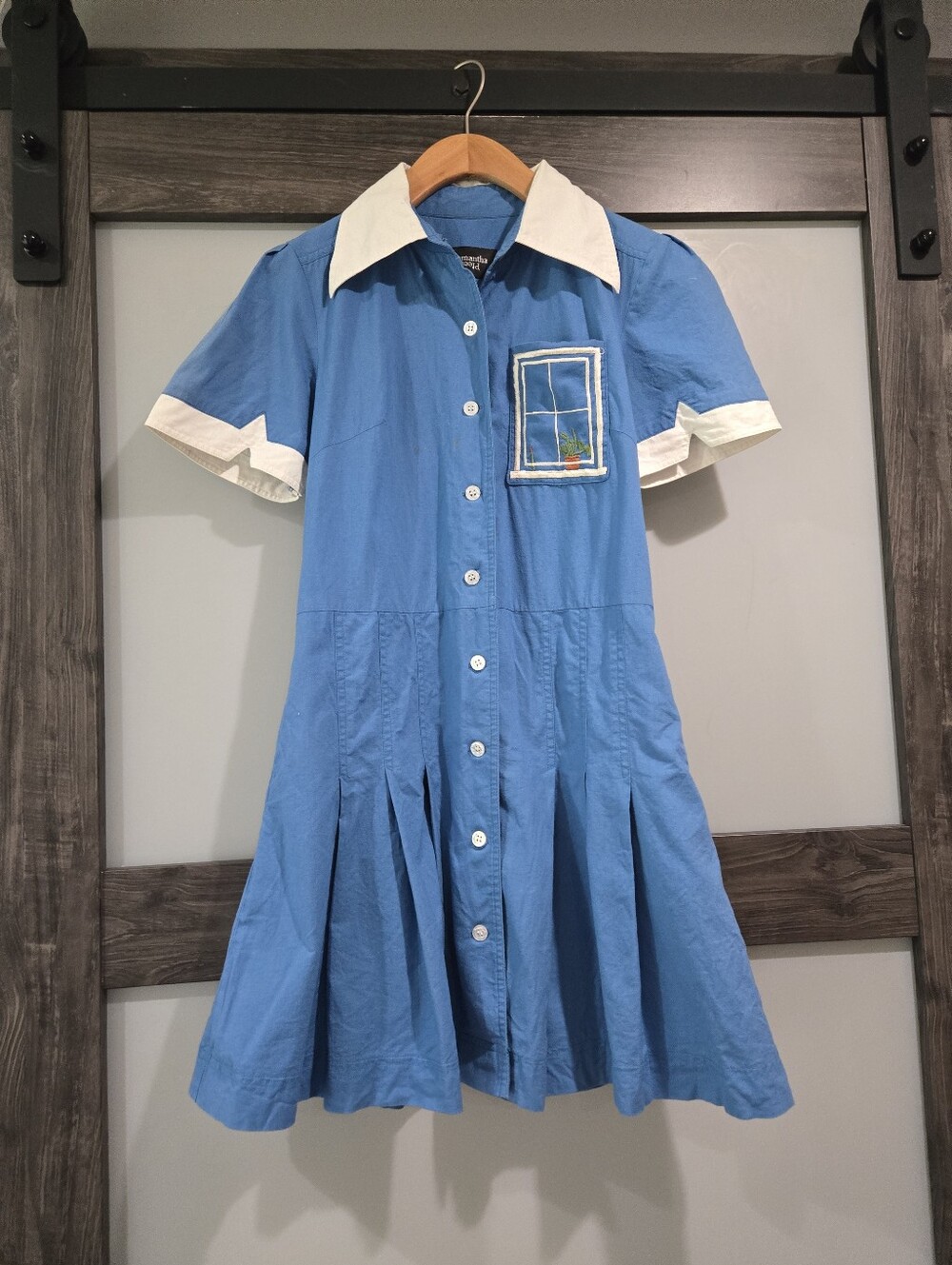 Samantha Pleet Embroidered Window Plant Dress Blue Size Small - See Description - Picture 1 of 10